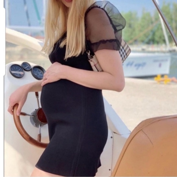 ZARA Black Sheer Puff Sleeve Bodycon Mini Dress Small Blogger Favorite - Picture 5 of 14